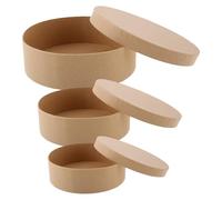 TEMPNAP Boîtes à Biscuits Rondes 3 Pièces en Papier Kraft Couvercle, Boîte de Rangement Alimentaire Personnalisable pour Pâtisserie et Coffret Présent