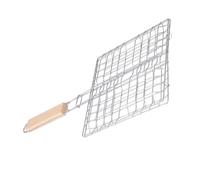 TEMPNAP Panier à Poisson Manche en Bois Cuit en Acier Inoxydable | Steak et Poisson, Surface Lisse, Usage Extérieur et Camping, Format Carré