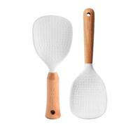 TEMPNAP Pelle à Riz en Silicone avec Manche en Bois Antidérapant, Ustensile la Cuisine Multifonction 2pcs, Résistant la Chaleur, pour Restaurant Cuisine Maison