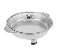 TEMPNAP Plateau de Buffet Rond Plateau pour Self-service en Acier Inoxydable avec Couvercle Solide et Pratique en Cantine ou Restauration