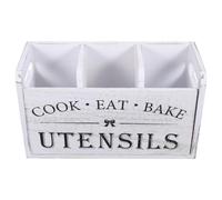 TEMPNAP Porte-ustensiles Bois Rustique à Compartiments pour Cuisine Organisateur de Couverts et Outils de Cuisson avec Drainage Rangement Pratique pour Comptoir