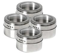 TEMPNAP Pots à Épices Multifonction Set de 4 en Acier Inoxydable Argenté Design Translucide, Distributeurs de Sel et Poivre Cuisine Compacte