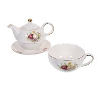 TEMPNAP Service de Théière en Céramique Blanc Élégant 1 Théière 480ml et 2 Tasses à Thé Délicates 350ml pour Occasions Spéciales et Bureau