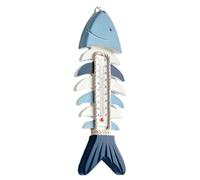 TEMPNAP Thermomètre Mural Camping en Bois Forme Arête de Poisson Décor Nautique Rustique pour Intérieur, Jauge de Température pour Décoration Murale Côtière