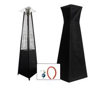 TEMPO STYLE - Poêle à gaz d'extérieur Pyramid 13 kW | Chauffage à flamme Viva pour jardin, bars et restaurants | Couvercle et régulateur inclus | Design moderne | Bouteille de 13 à 15 kg (Noir)