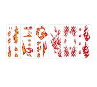 Temporary Stickers - 6-Sheet Long Lasting Decal Party Decorations, 9,7 x 24 cm/3,82 x 9,45 pouces Red Flame Stickers Temporary For Face | For Children Teens Holiday, Halloween Birthday Bonfire