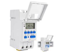 Temporizador Digital 220V THC15A Carril DIN Programador Semanal LCD | Interruptor de Temporizador Programable de Potencia para Termos Eléctricos,Cuadro Eléctrico,Control de Iluminación,Piscina
