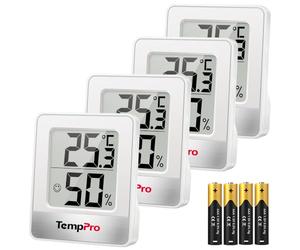 TempPro TP49 Thermomètre numérique, mini-moniteur de température, lot de 4 | Hygromètre d'intérieur pour la maison, le bureau et la chambre de bébé - Thermo-hygromètre de confort(anciennement ThermoPro)