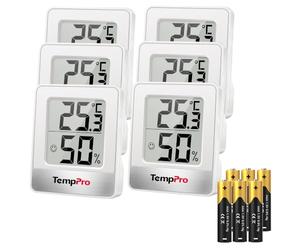 TempPro TP49 Thermomètre numérique, mini-moniteur de température, lot de 6 | Hygromètre d'intérieur pour la maison, le bureau et la chambre de bébé - Thermo-hygromètre de confort(anciennement ThermoPro)