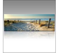 TEMPSA Impression sur toile 50x150 cm - Plage Océan moderne sans cadre
