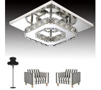 TEMPSA Plafonnier LED Lustre Lampe de Plafond Éclairage Lumière Cristal Suspendu Blanc Salle de Bain