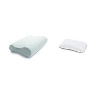 TEMPUR Oreiller Ergonomique pour Dormir sur Le côté et sur Le Dos, Mousse viscoélastique à mémoire de Forme, Blanc, M (50 x 31 x 10/7 cm) & Texture Housse de Coussin en Jersey, Blanc., Taille Unique