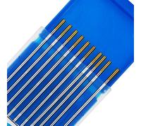TEN-HIGH Lot de 10 électrodes TIG en tungstène avec lanthane 1,5 %, WL15 (doré) Lanthanum, 1 mm x 175 mm.