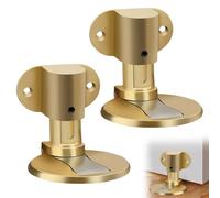 TenaLucy 2 Pièces Butee de Porte Magnetique,Stop Porte Butoir de Portes Magnétique Invisible Arret de Portes Magnetique Arrêt de Porto en Métal Réglable Sans Perçage au Sol,avec Adhésif et Vis(or)