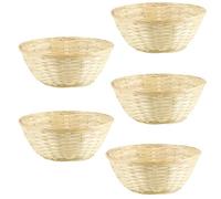 TenaLucy 5 Pièces Panier Rangement Bambou Rotin, Décoration Pâques Stockage, Corbeille à Pain Cadeau Vide, Basket à Pain Rond en Osier en Bambou Naturel pour le Stockage du Pains des Fruits Collations