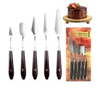 TenaLucy 5 Pièces Spatule Cuisine Inox Glacer, Coudée Spatule Patisserie, Professionnel Ustensile Pâtisserie Couteau Peinture, Painting Knife pour Gâteaux Tartes Cupcakes Pâte