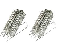 Tenax Agrafes U (20 pièces), Longueur 15 cm, Clous Métalliques en Forme de U pour Ancrage au Sol des Toiles de Paillage et des Voiles de Protection pour Cultures, Argent (Lot de 2)