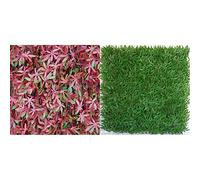 Tenax Haie Artificielle avec Feuilles Treillis Extensible en Saule, Divy 3D X-Tens Red Acer, 1 x 2 m, Rouge/Vert & Haie Artificielle avec Feuilles Treillis, Divy 3D X-Tens Bamboo, 1 x 2 m, Vert