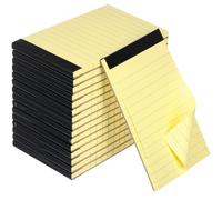 Tenceur Lot de 16 petits blocs-notes lignés de 7,6 x 12,7 cm - 50 feuilles par bloc-notes, 80 g/m², mini blocs de notes perforés pour prendre des notes et des rappels (dessus noir)