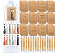 Tenceur Lot de 192 blocs-notes cadeaux inspirants en vrac comprenant 48 carnets de motivation, 48 stylos à bille inspirants, 48 porte-clés, 48 sacs en organza blanc pour Noël, l'école, le bureau