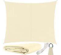23163 Voile d'ombrage rectangulaire 3 x 2 m pour protection solaire fiable, imperméable, avec fixation, jardin, plage, camping - Couleur : beige