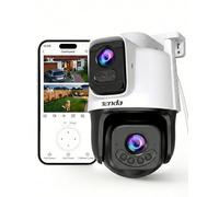 Tenda Caméra de Surveillance Extérieure 5MP+5MP, Détection IA, Vision Nocturne Couleur à 360°, Audio Bidirectionnel, Caméra WiFi Extérieure IP65 avec Alarme de Franchissement de Zone, Stockage Local s