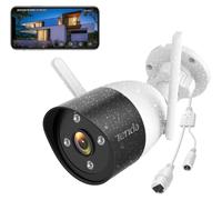Tenda caméra de surveillance extérieure WLAN, caméra IP 1080P avec 30m de vision nocturne en couleur, audio bidirectionnel, message d'alarme, détection de personnes & de mouvements, IP66, carte SD/clo