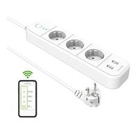 Tenda SP15 Multiprise Connectée WiFi Intelligente avec 3 Prises et 2 Ports USB, Protection Contre les Surtensions, Interrupteur Indépendant, Commande Vocale, Contrôle à Distance, Compatible avec Alexa