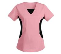 Tendance 2025 Tunique Médicale Femme Col V Manche Courte Uniforme De Travail Blouse Tenue Infirmiere Professionnelle Uniforme D'infirmière Esthéticienne Soldes d'été Vêtements de Travail et Uniformes