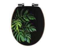 Tendance - Abattant WC MDF 18 Pouces Couvercle Design Imprimé assise imitation Bambou Frein de Chute Chrome - green addict - Salle de Bain - Abattants Universel - Lunette de Toilette