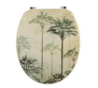 TENDANCE - Abattant WC MDF 18 Pouces Couvercle Design Imprimée et Assise Façon Bois Attaches Acier Inoxydable - Florida - Salle de Bain - Abattants Universel - Lunette de Toilette