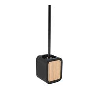 Tendance - Brosse WC Carré Rubber + ABS et Bambou - Noir - Salle de Bain - Poubelles et Brosses WC