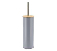 Tendance - Brosse WC Métal Couvercle Bambou - Gris - Salle de Bain - Poubelles et Brosses WC