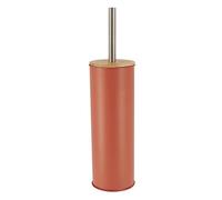 TENDANCE - Brosse WC Métal Couvercle Bambou - Terracotta- Salle de Bain - Poubelles et Brosses WC