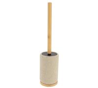 TENDANCE - Brosse WC Polyrésine Ronde Effet Maille et Tige Bambou - Naturel - Salle de Bain - Poubelles et Brosses WC