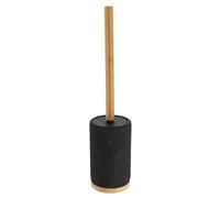 TENDANCE - Brosse WC Polyrésine Ronde Effet Maille et Tige Bambou - Noir - Salle de Bain - Poubelles et Brosses WC