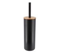 Tendance - Brosse WC PS avec Couvercle Bambou - Noir/Bambou - Salle de Bain - Poubelles et Brosses WC