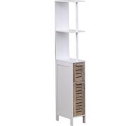 Tendance Colonne petit espace Stockholm – MDF blanc, 2 étagères, 2 portes façon chêne vieilli