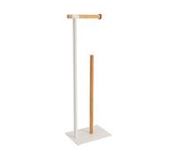 Tendance - Dérouleur et Réserve Papier WC Métal/Bambou - Blanc/Bambou - Salle de Bain - Petit Mobilier