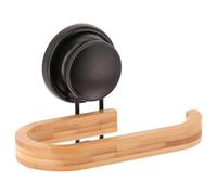 Tendance - Dérouleur Papier WC Bambou sur Ventouse - Noir/Bambou - Salle de Bain - Accessoire Utilitaire