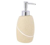TENDANCE - Distributeur à Savon Arrondi Polyrésine Effet Pierre 240 ML - Naturel - Salle de Bain - Accessoire Salle de Bain à Poser
