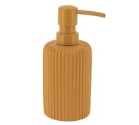 TENDANCE - Distributeur à Savon Arrondi Strié Polyrésine 230 ML - Moutarde - Salle de Bain - Accessoire Salle de Bain à Poser