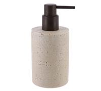TENDANCE - Distributeur à Savon en Polyrésine 320ml Façon Travertin - Naturel - Salle de Bain - Accessoire Salle de Bain à Poser