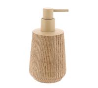 TENDANCE - Distributeur à Savon en Polyrésine Effet Bois 350ml - Naturel - Salle de Bain - Accessoire Salle de Bain à Poser