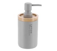 TENDANCE - Distributeur à Savon Polyrésine 280 ML - Gris Clair/Bambou - Salle de Bain - Accessoire Salle de Bain à Poser