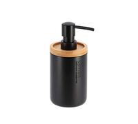 TENDANCE - Distributeur à Savon Polyrésine 280 ML - Noir/Bambou - Salle de Bain - Accessoire Salle de Bain à Poser