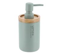 TENDANCE - Distributeur à Savon Polyrésine 280 ML - Vert Eucalyptus/Bambou - Salle de Bain - Accessoire Salle de Bain à Poser