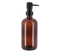 Tendance - Distributeur à Savon Verre Pompe Noir Mat 500 ml- Ambré - Salle de Bain - Accessoire Salle de Bain à Poser