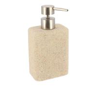 TENDANCE - Distributeur Savon Polyrésine Rectangulaire Effet Sable 360 ML - Naturel - Salle de Bain - Accessoire Salle de Bain à Poser