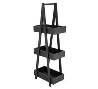TENDANCE - Etagère 3 Niveaux Bambou/MDF - Noir - Salle de Bain - Petit Mobilier